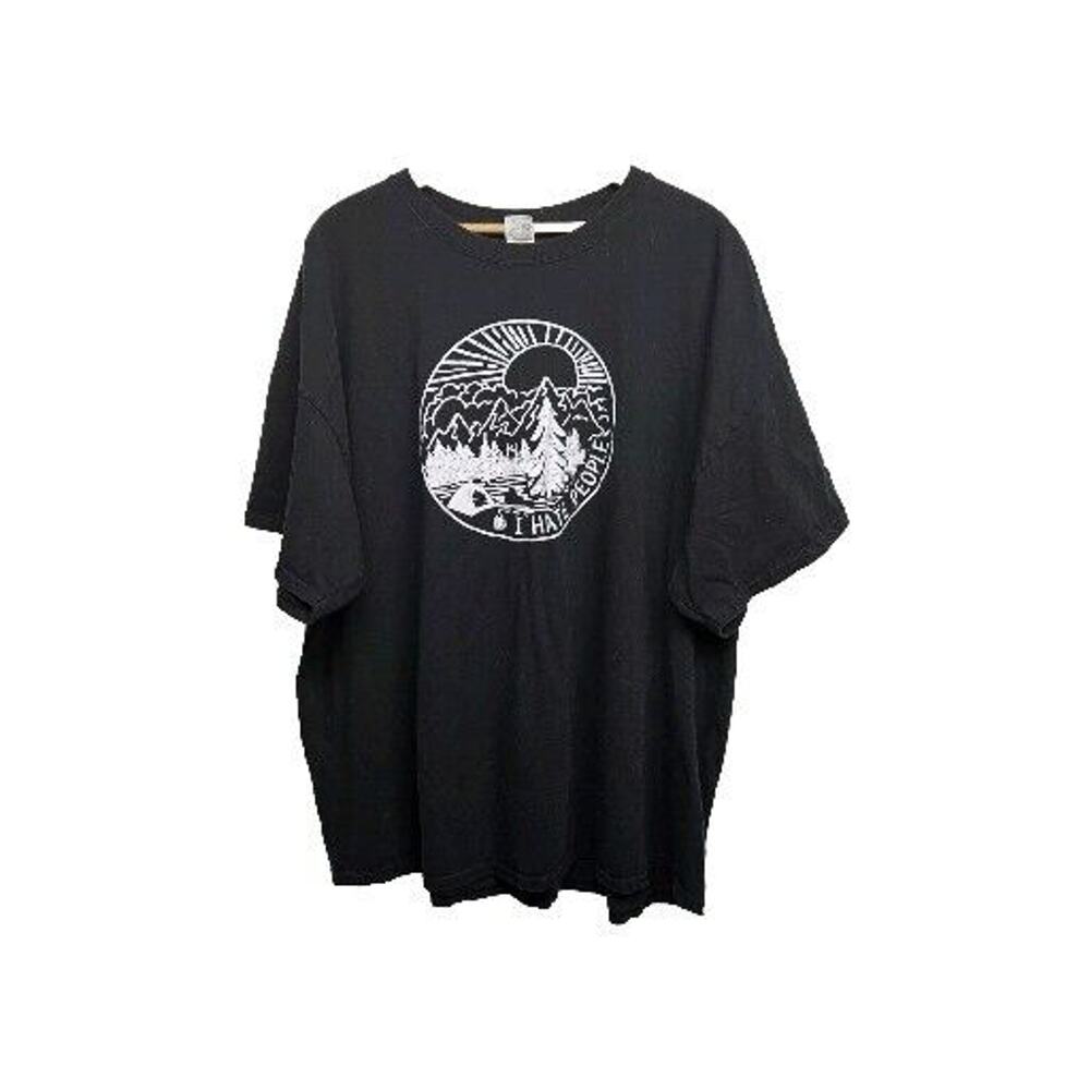 Men's 3X GILDAN I Hate People Cotton Black Camping Short Sleeve T Shirt
